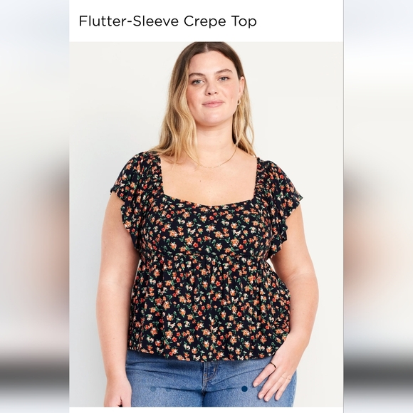 Old Navy Flutter Sleeve Crepe Top NWT Navy XXL Tall - Picture 3 of 4